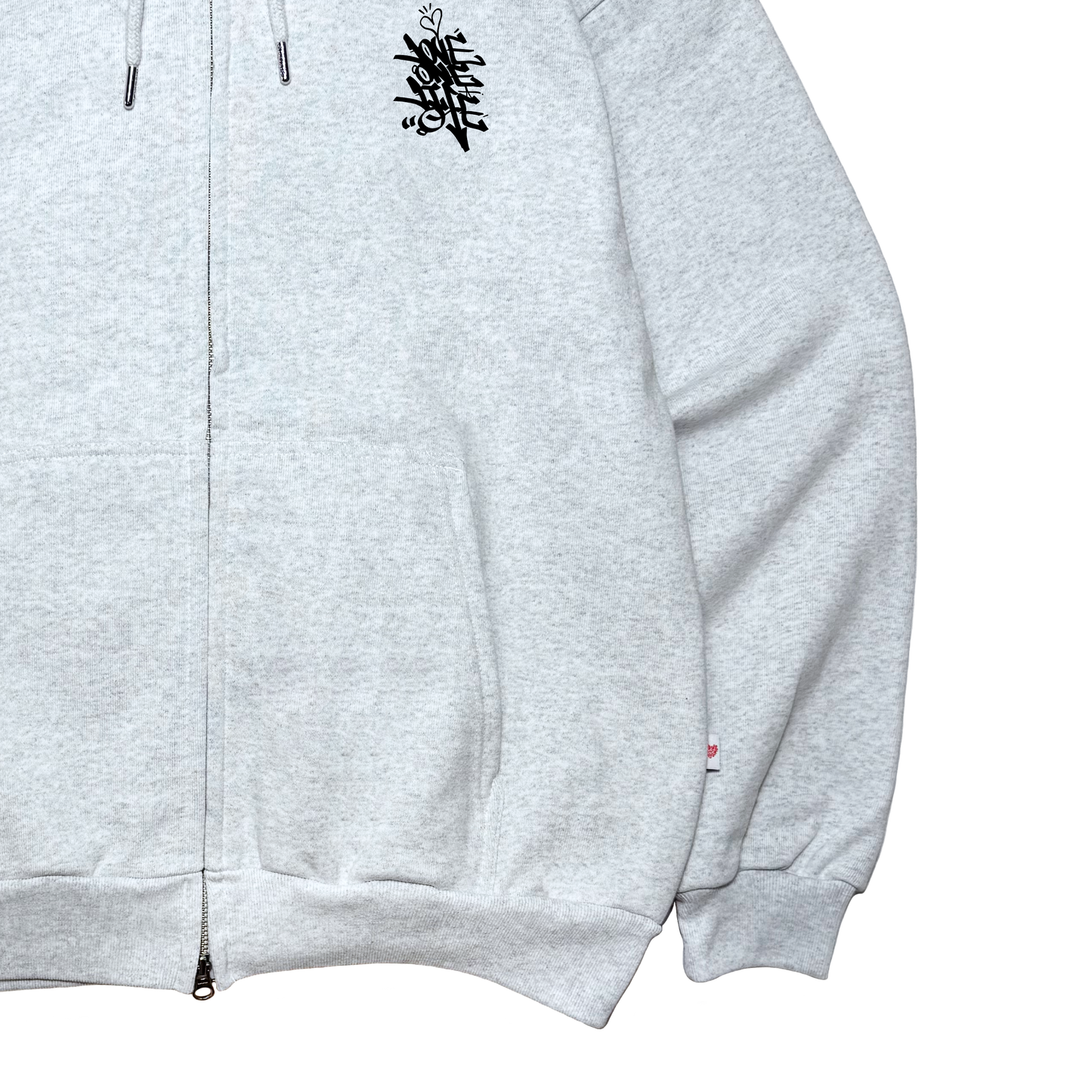 zip-up tagging hoodie in gray