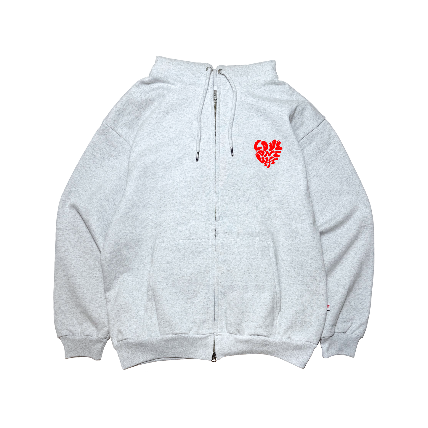 zip-up heart hoodie in gray