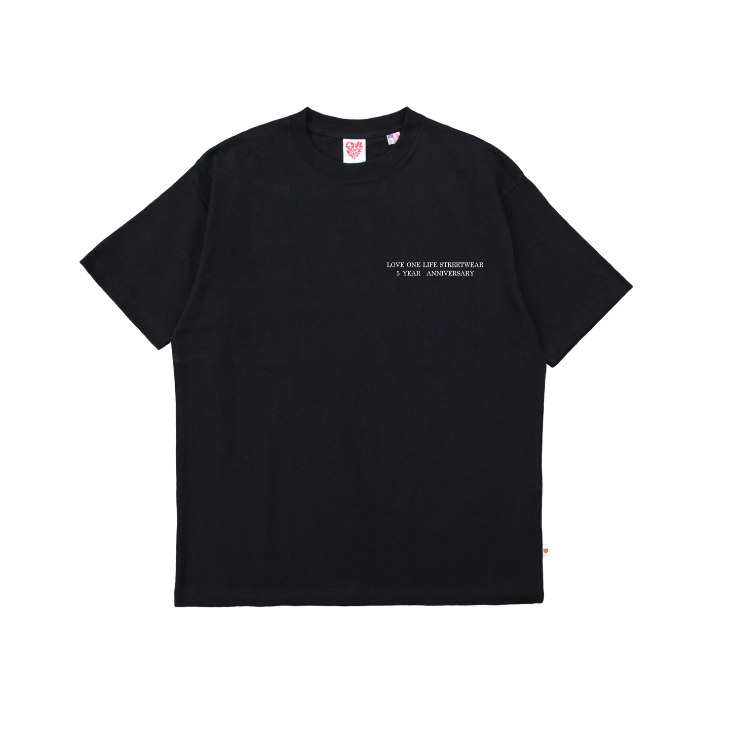 5 year anniversary tee in black