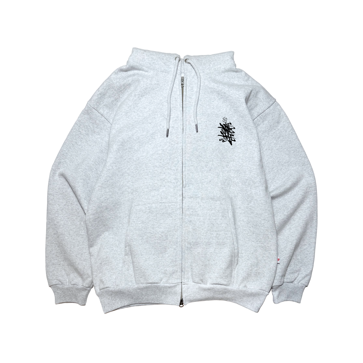 zip-up tagging hoodie in gray
