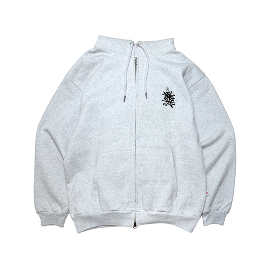 zip-up tagging hoodie in gray