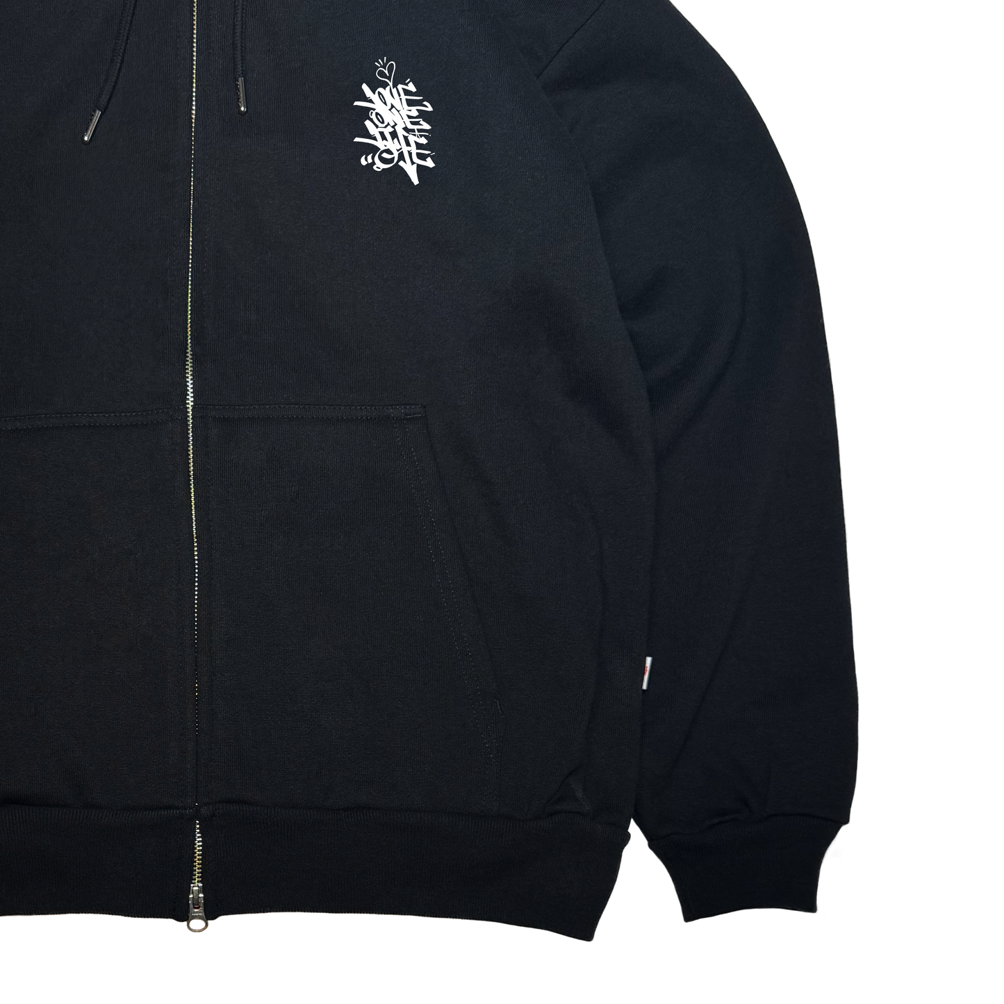 zip-up tagging hoodie in black