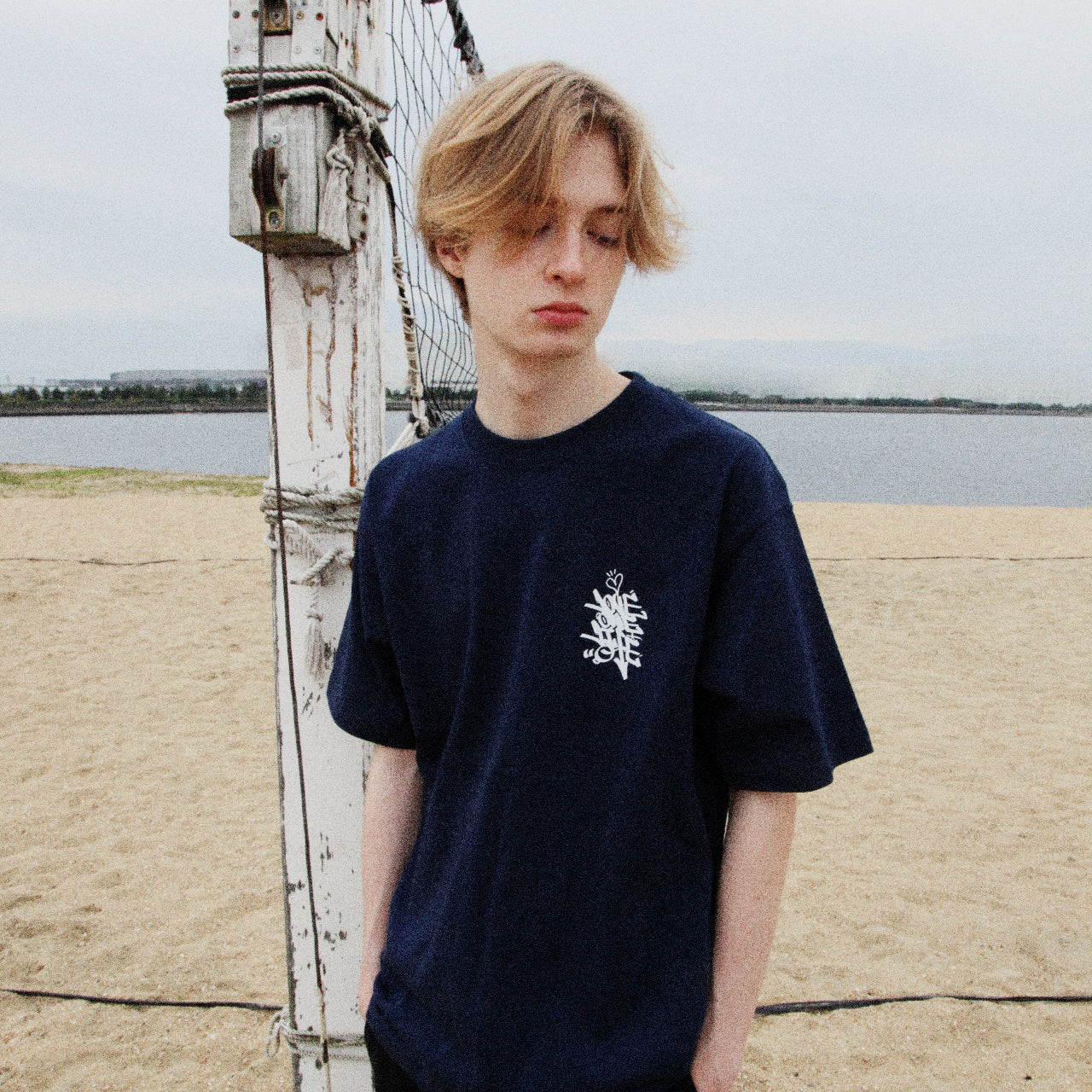 tagging tee in deep blue