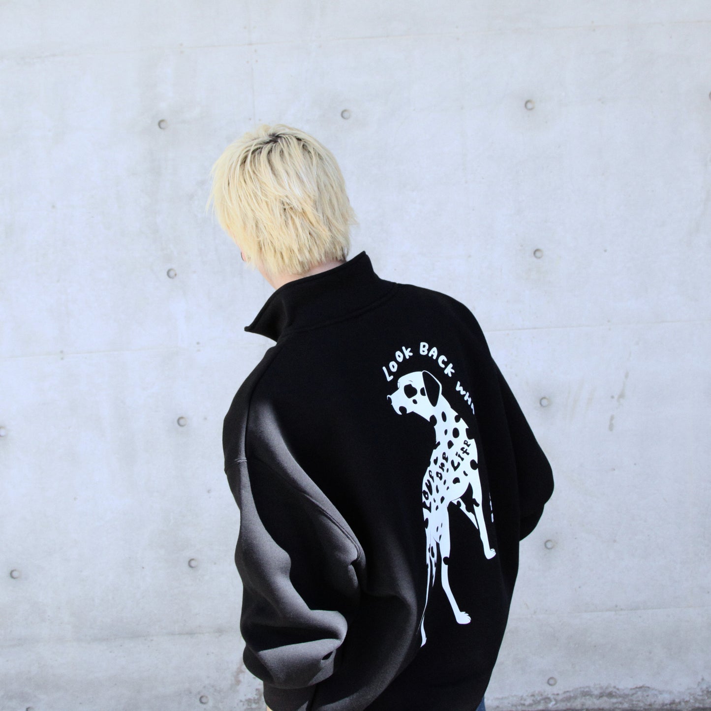 dog half zip-up sweater in black