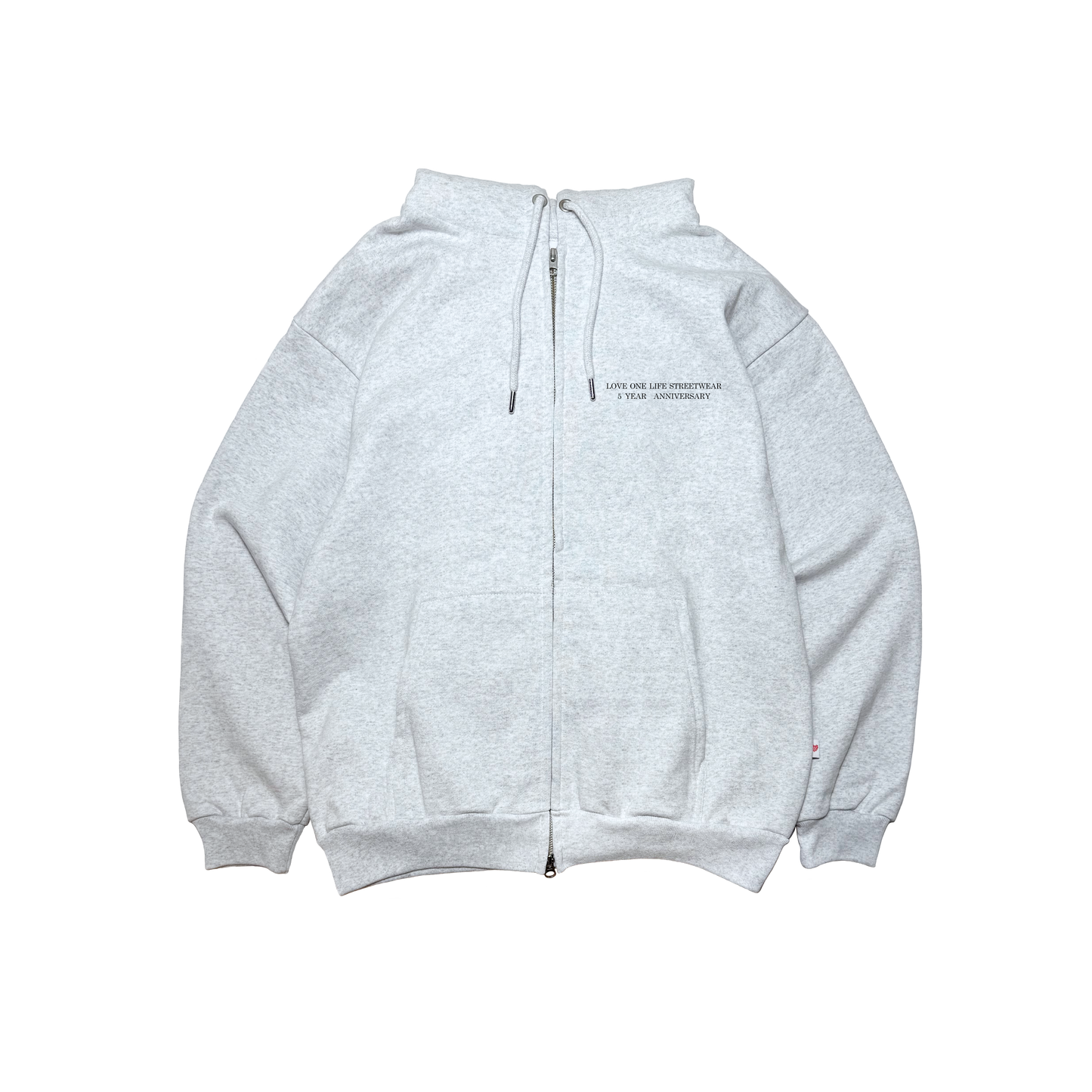 zip-up 5 year anniversary hoodie in gray