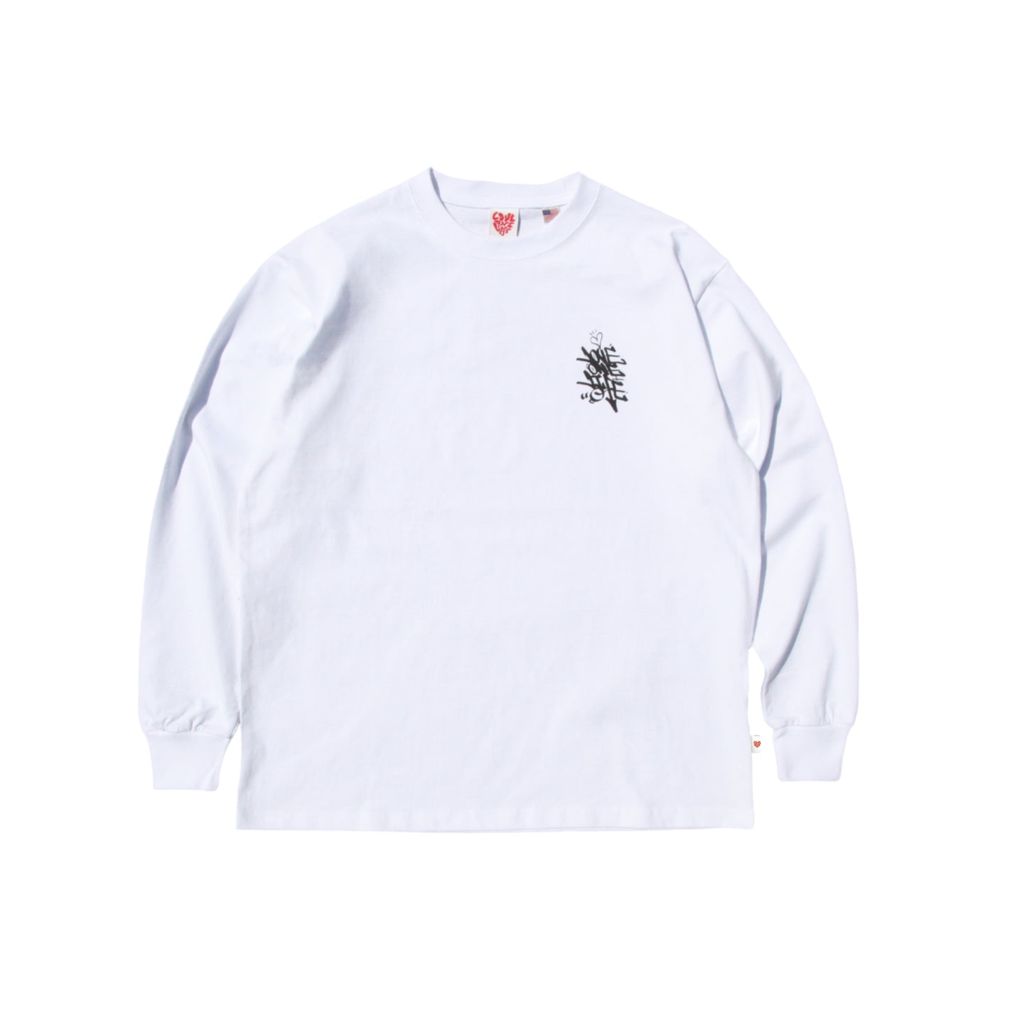 tagging back print LS tee in white