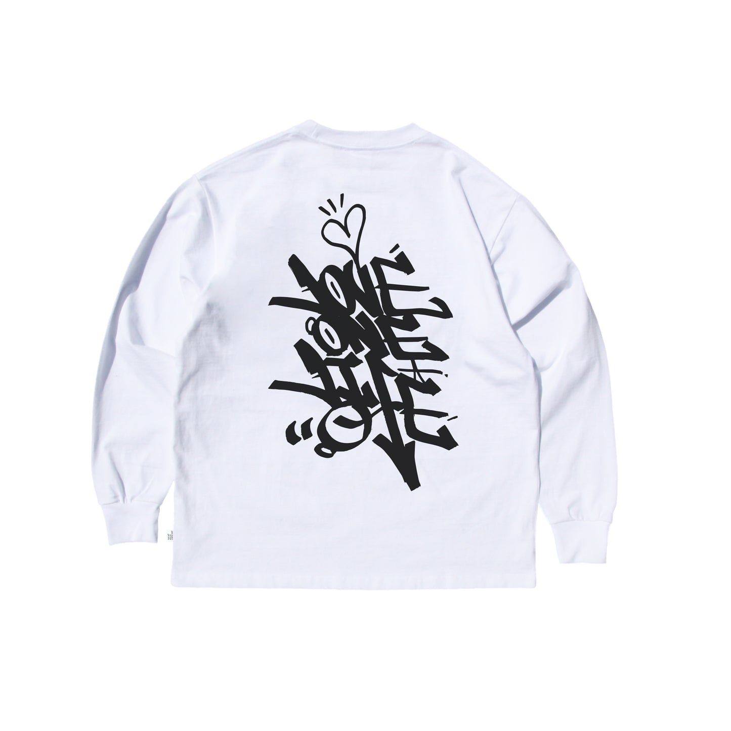 tagging back print LS tee in white