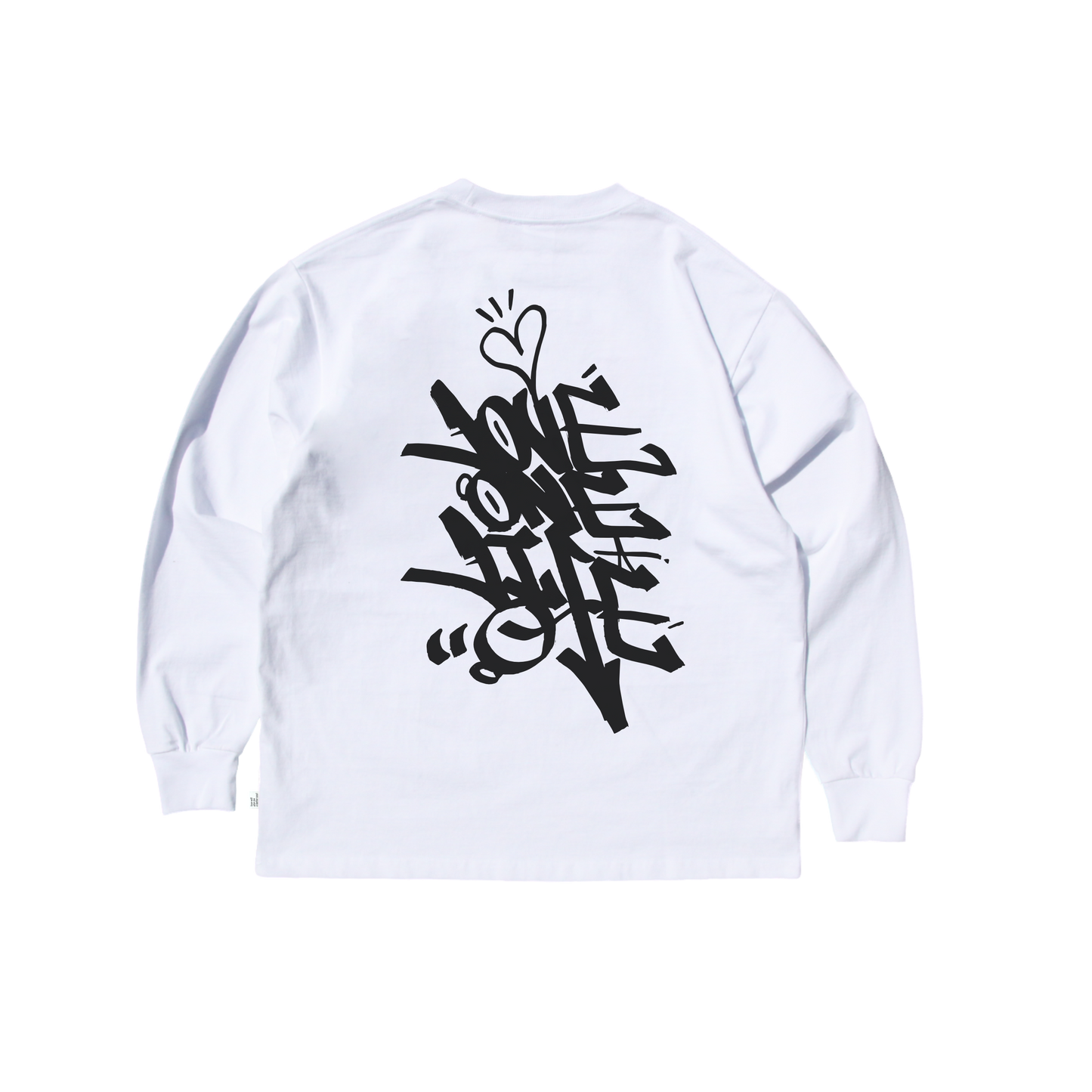 tagging back print LS tee in white