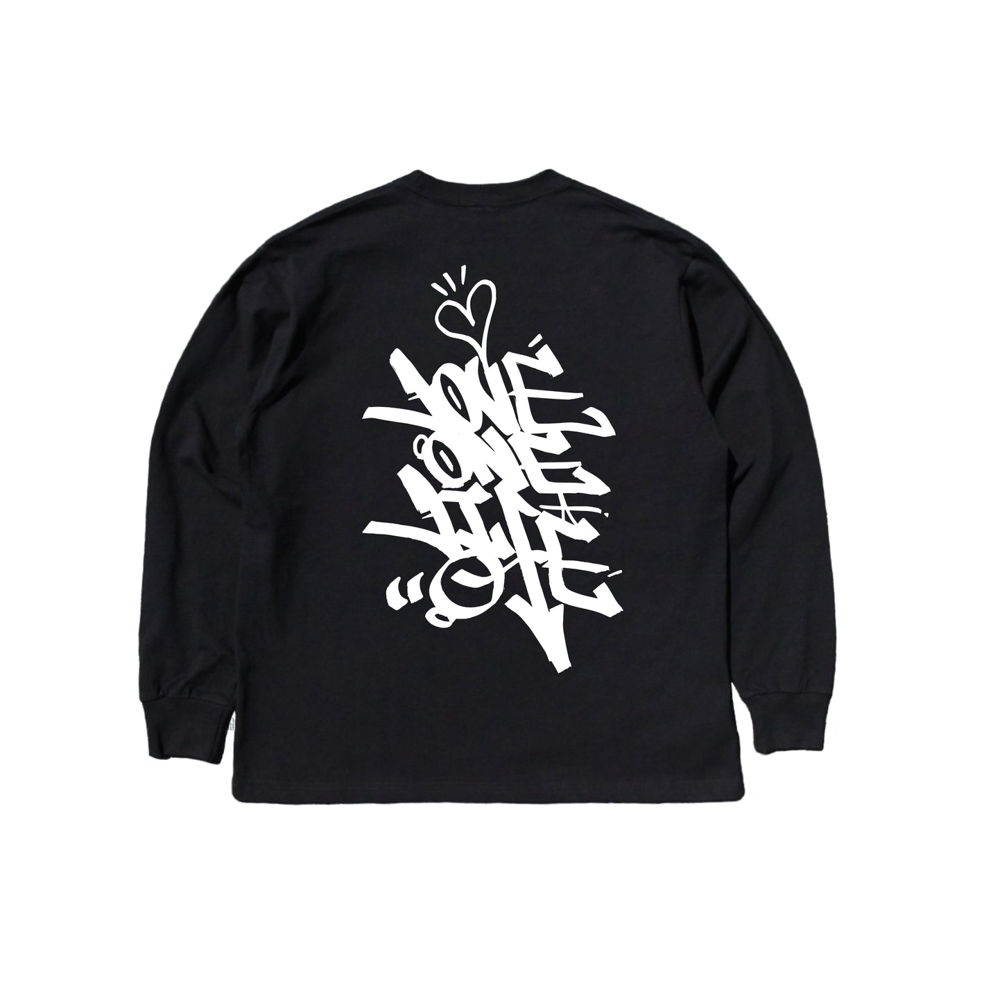 tagging back print LS tee in black