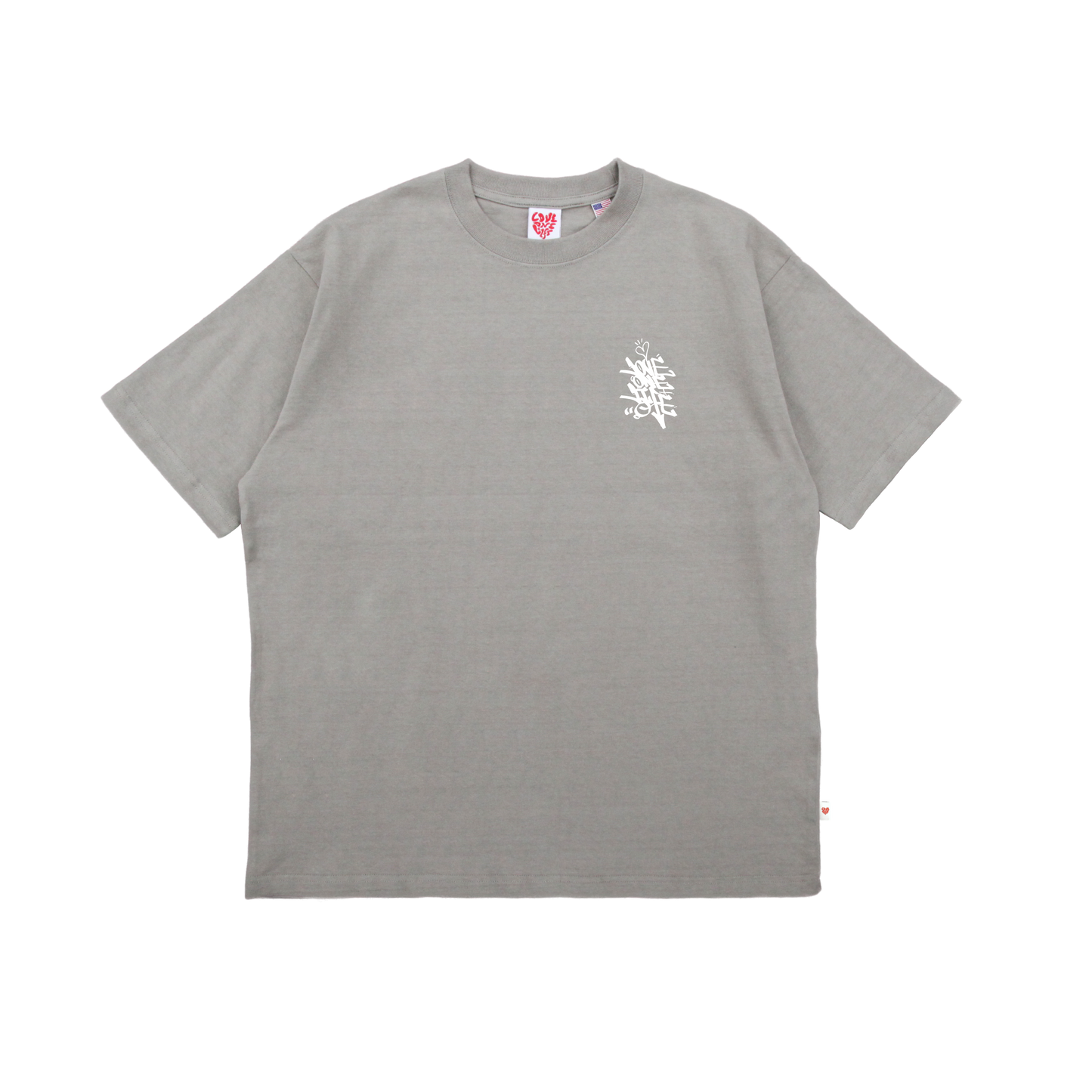 tagging tee in greyish green