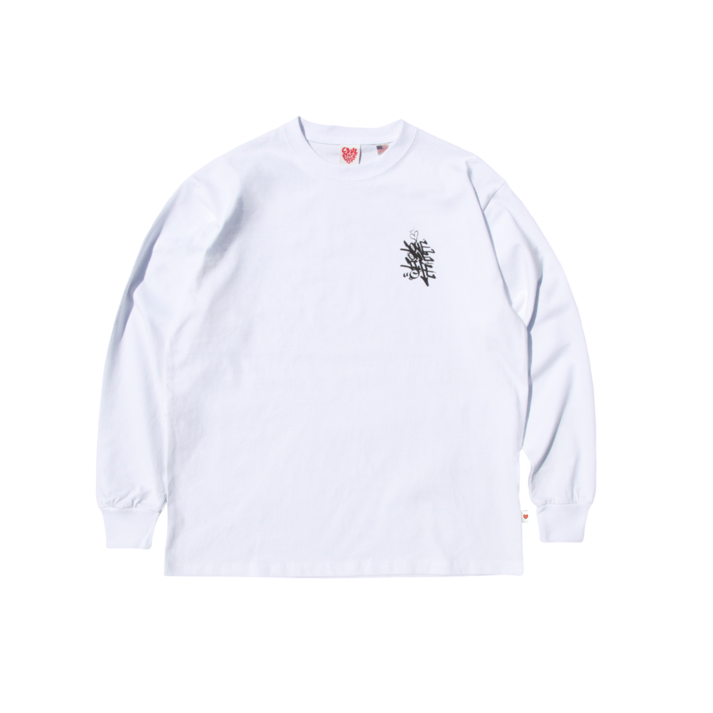 tagging back print LS tee in white