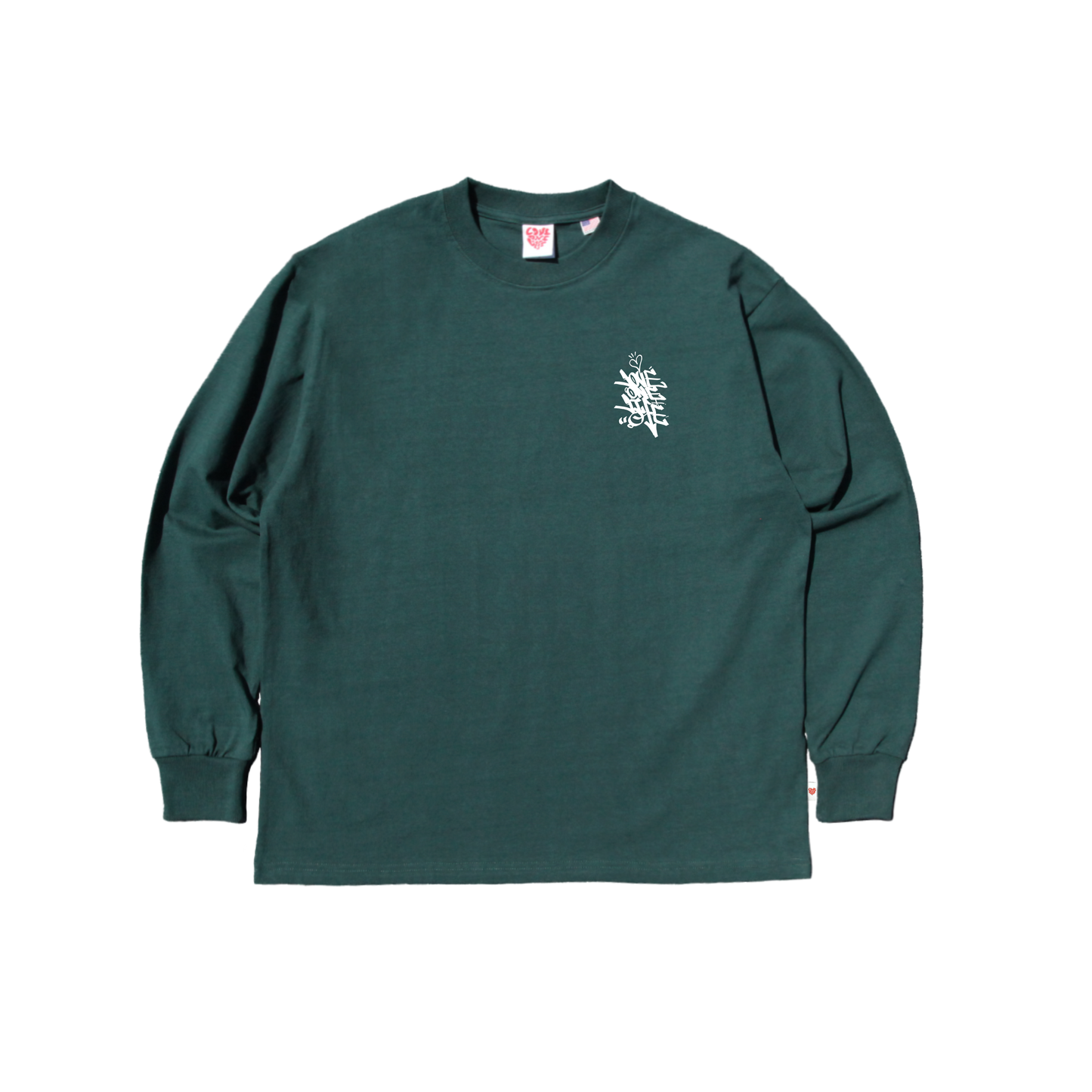tagging LS tee in deep green