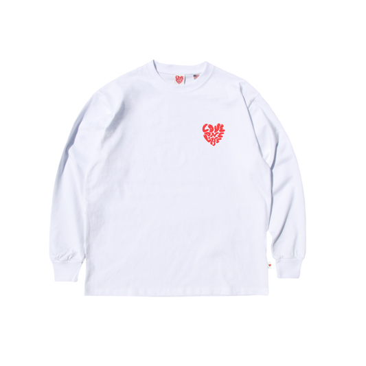 heart LS tee in white