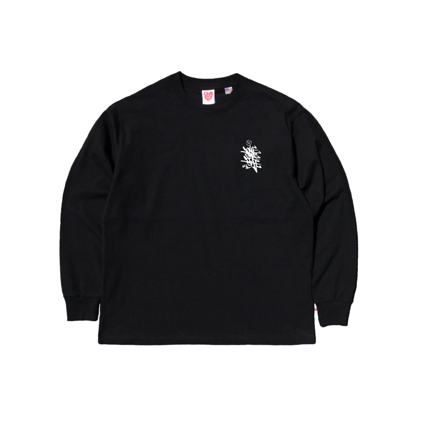 tagging back print LS tee in black
