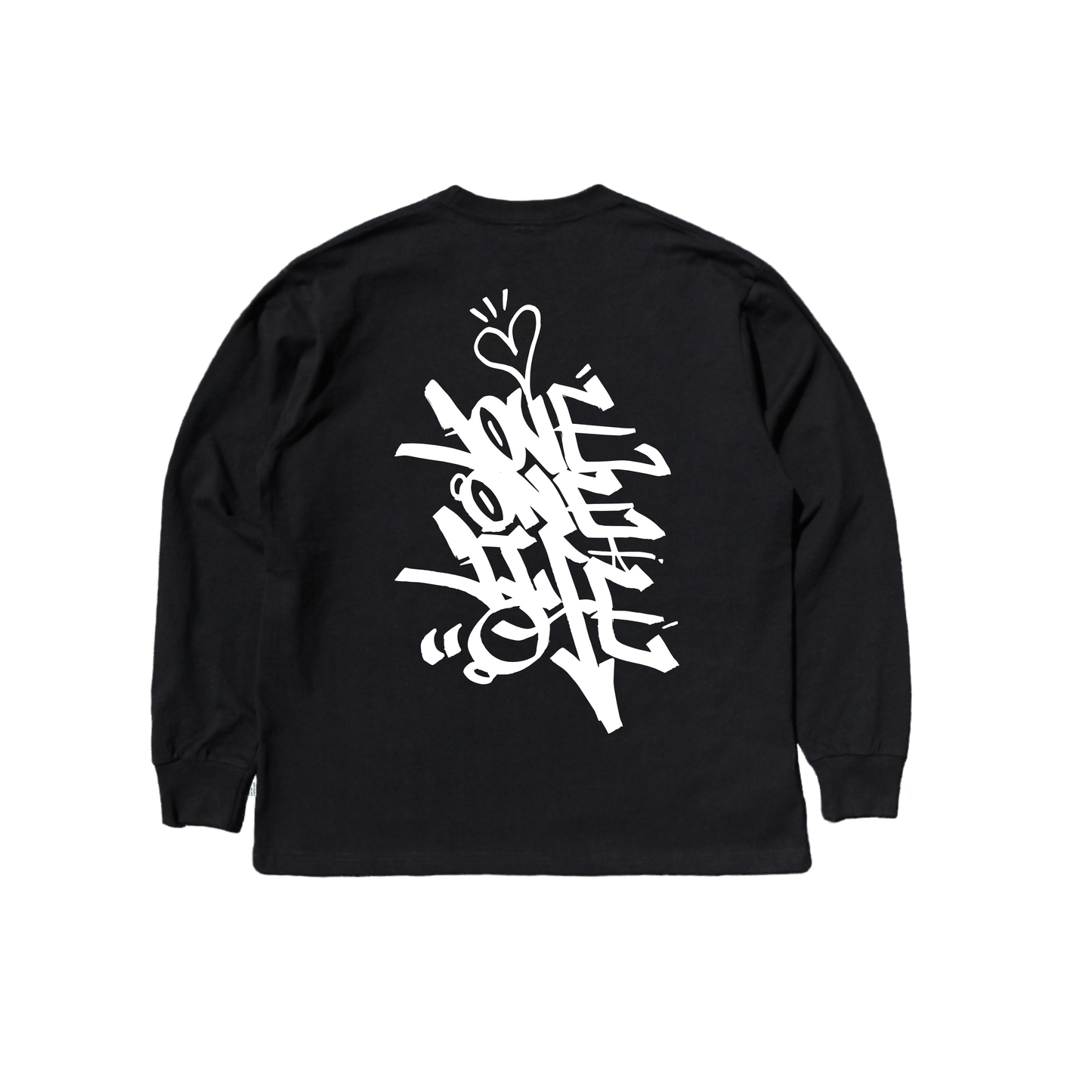 tagging back print LS tee in black