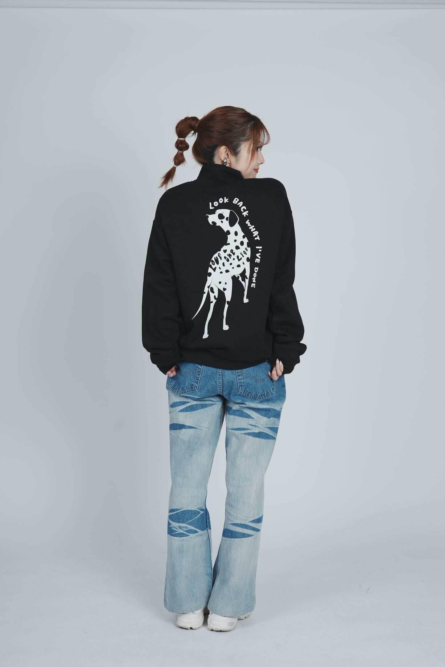 dog half zip-up sweater in black