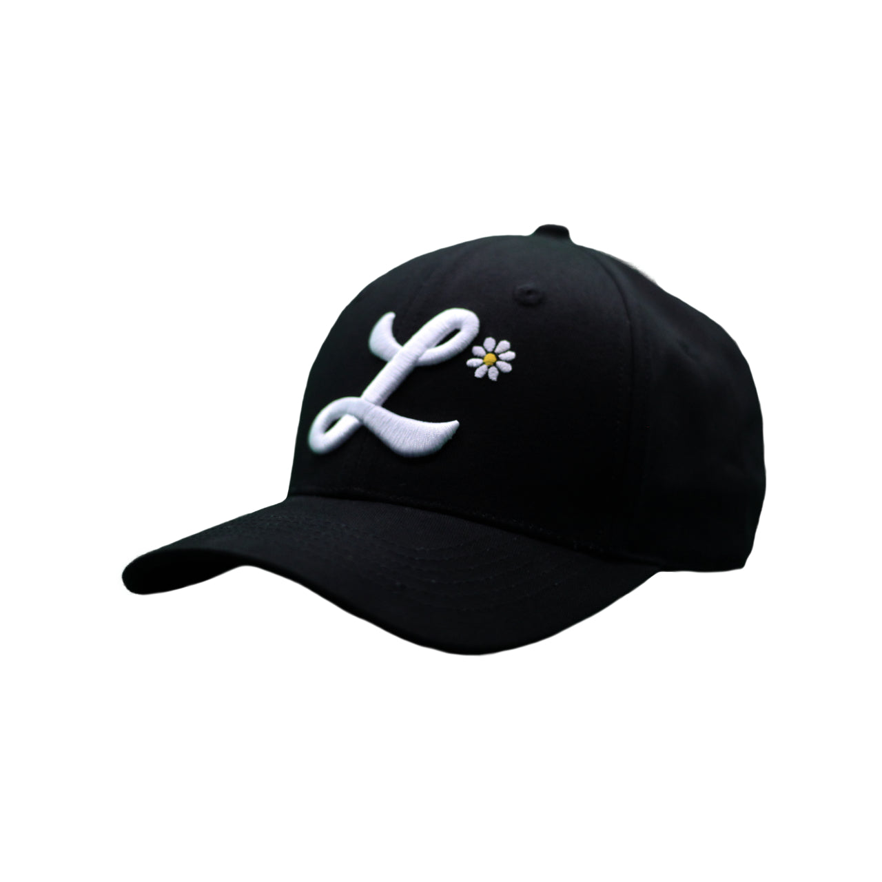 L flower cap in black