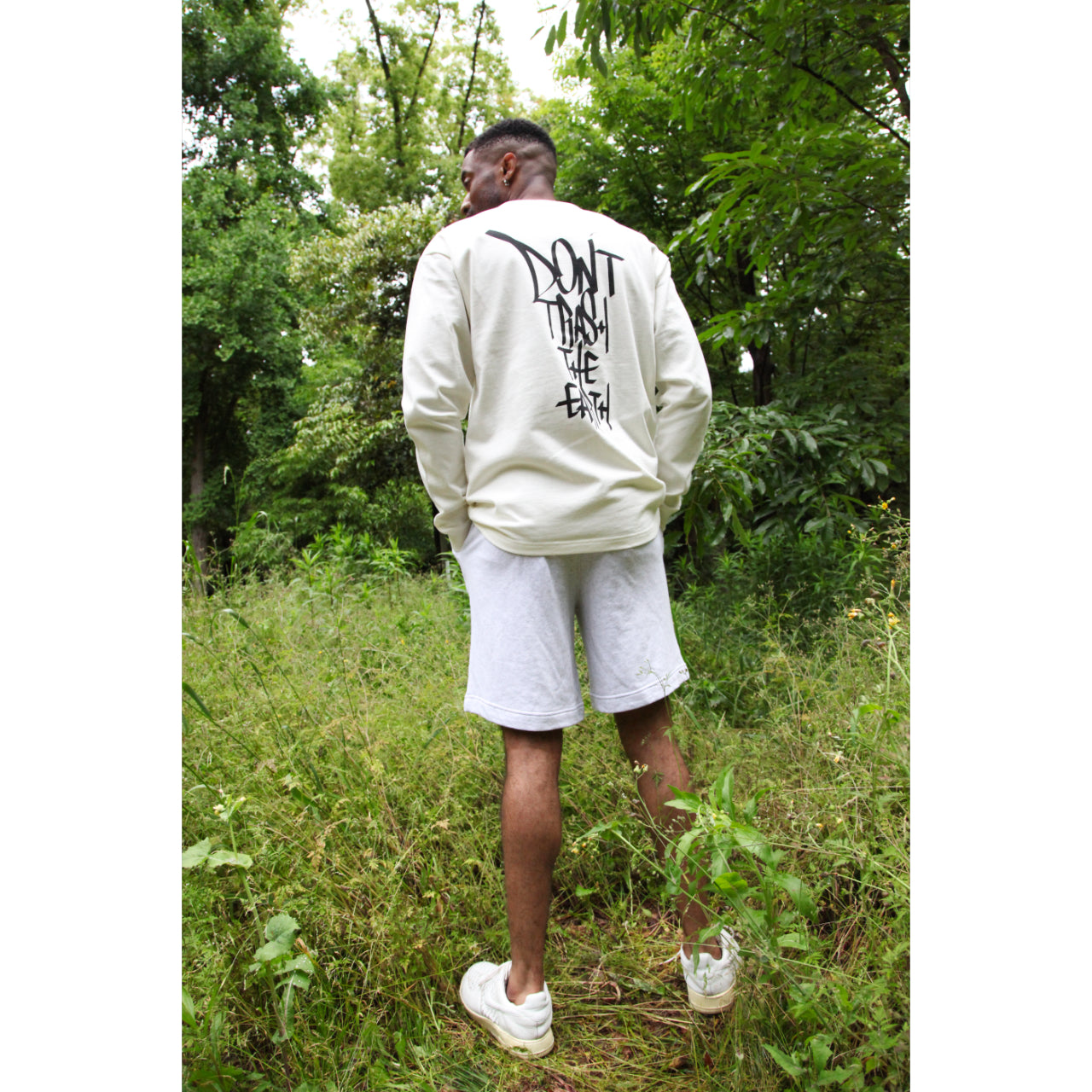 patch work half sweat pants in gray