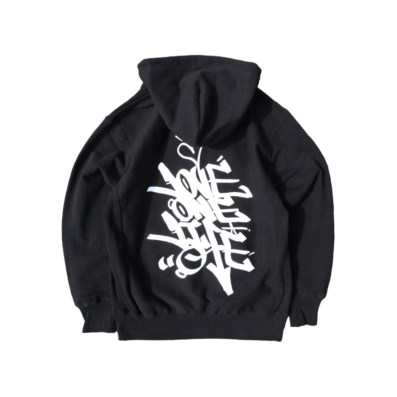 tagging reverse weave hoodie in black