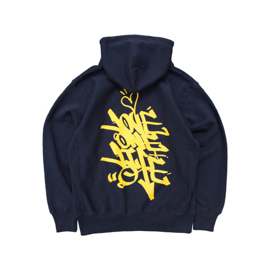 tagging reverse weave hoodie in navy