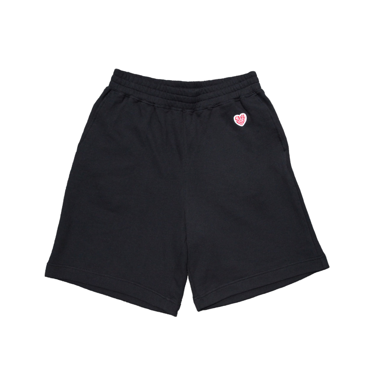 patch work half sweat pants in black