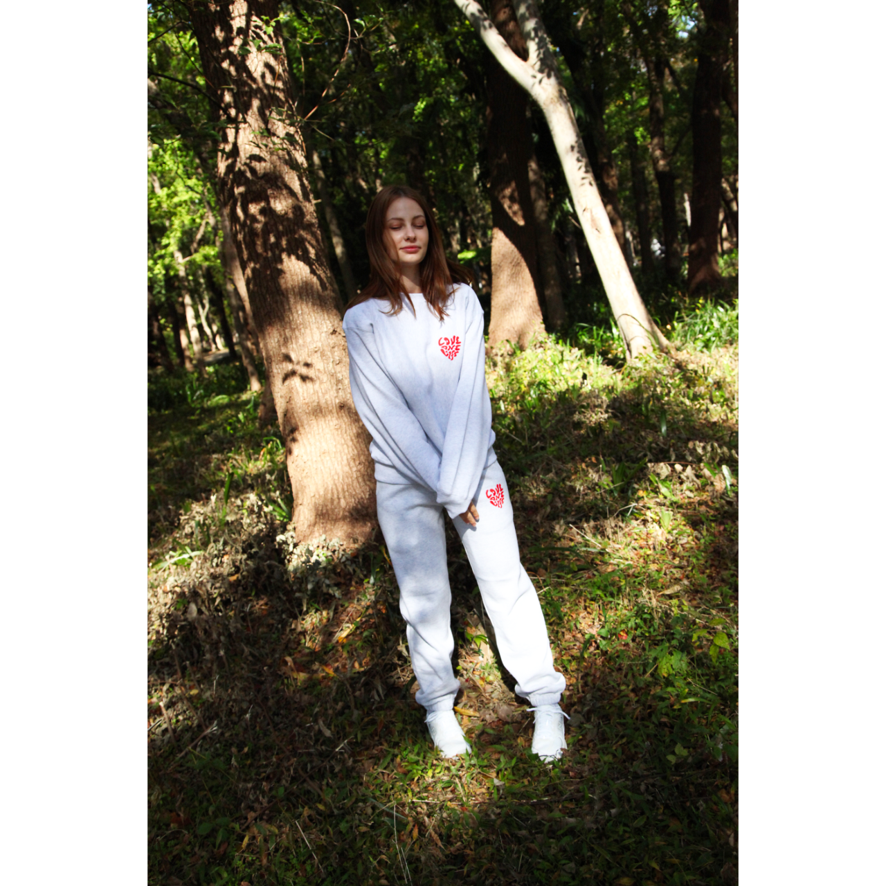 heart sweat pants in gray