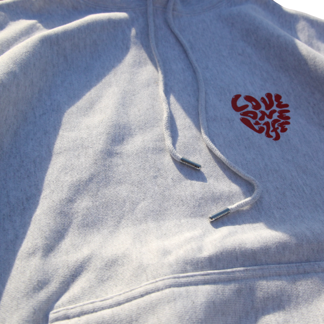 heart reverse weave hoodie in gray