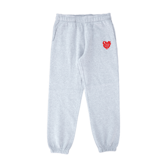 heart sweat pants in gray