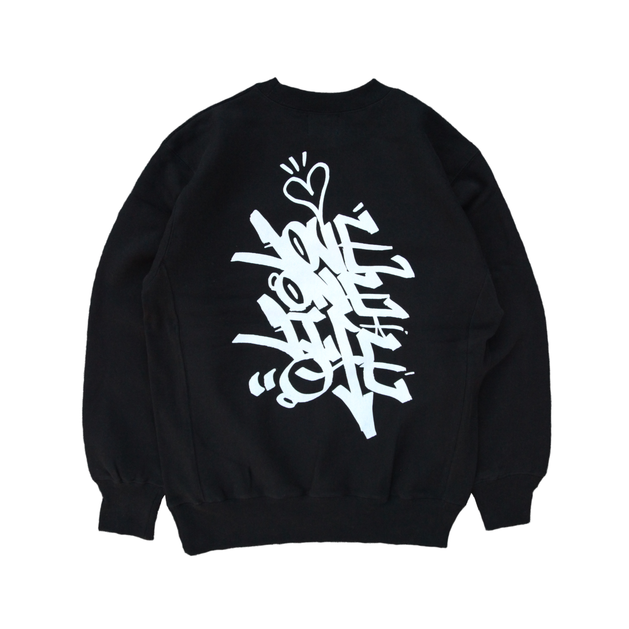 tagging reverse weave sweater in black