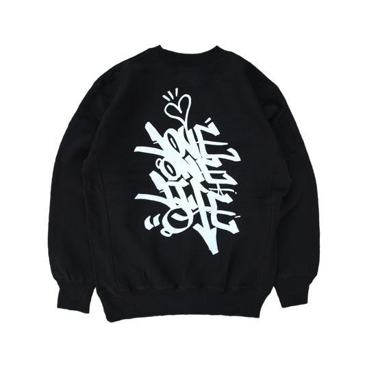 tagging reverse weave sweater in black