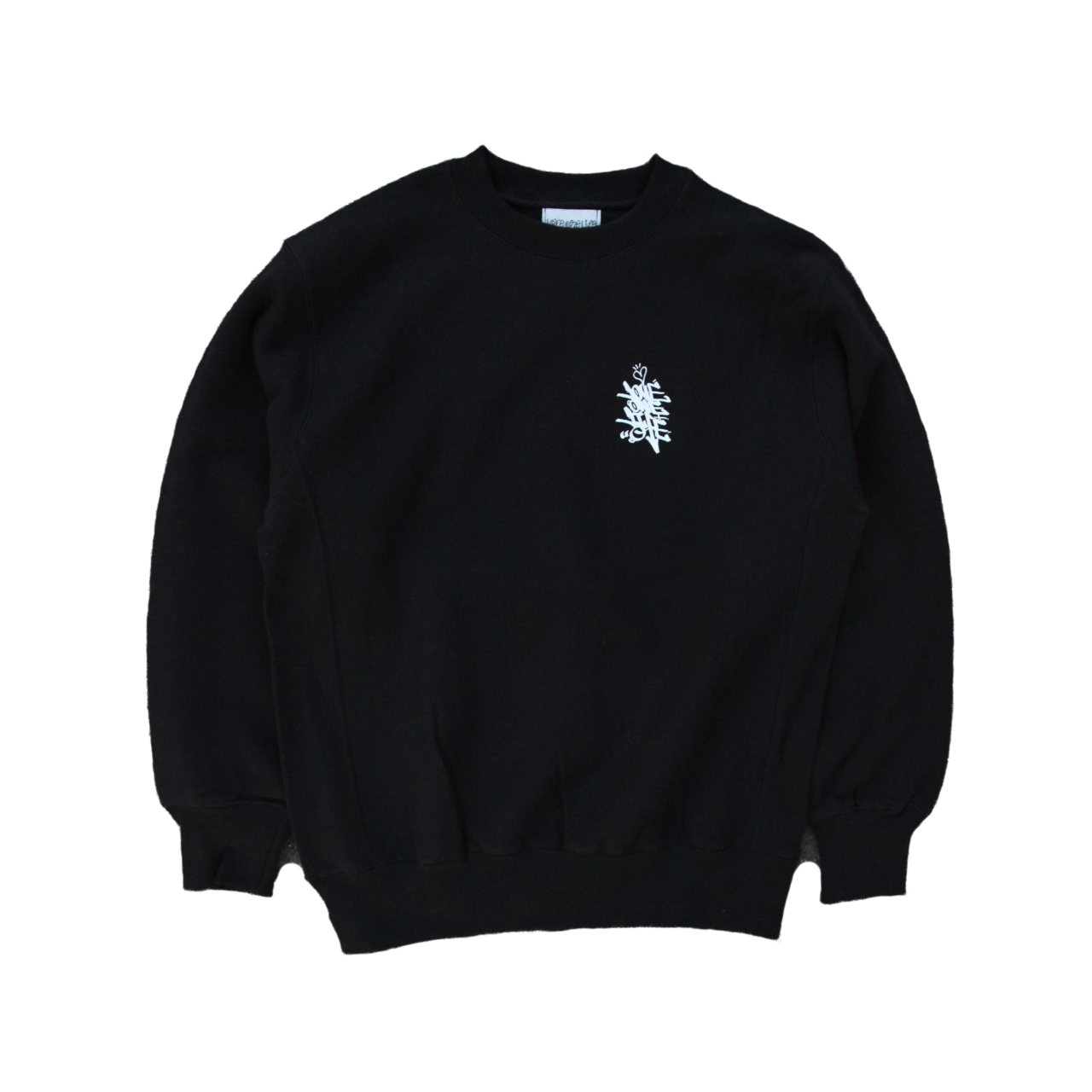 tagging reverse weave sweater in black