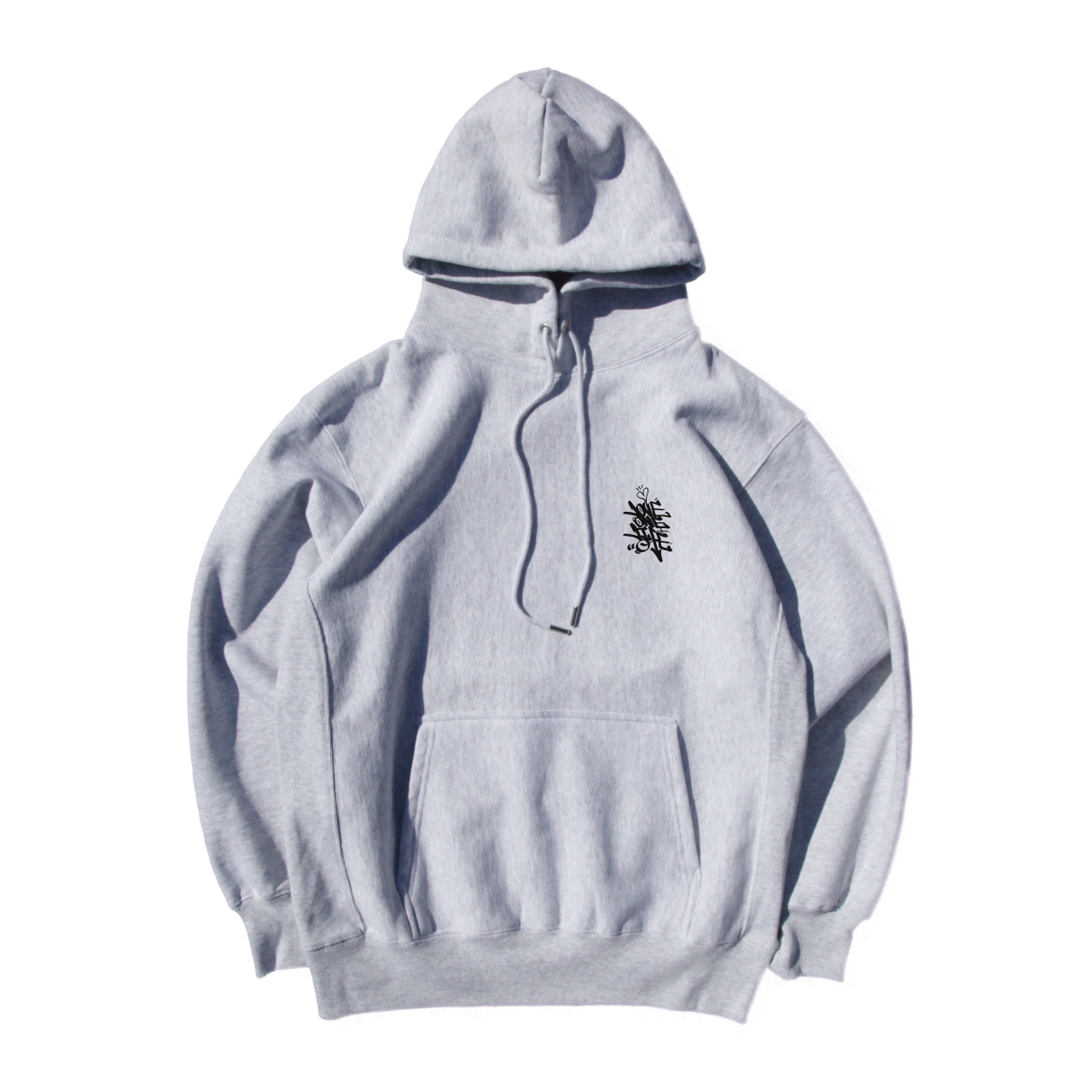 tagging reverse weave hoodie in gray