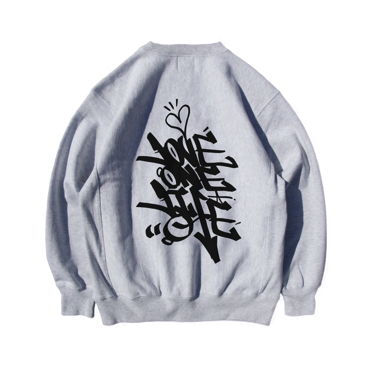 tagging reverse weave sweater in gray