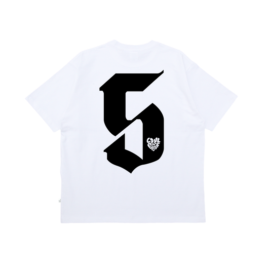 5 year anniversary tee in white