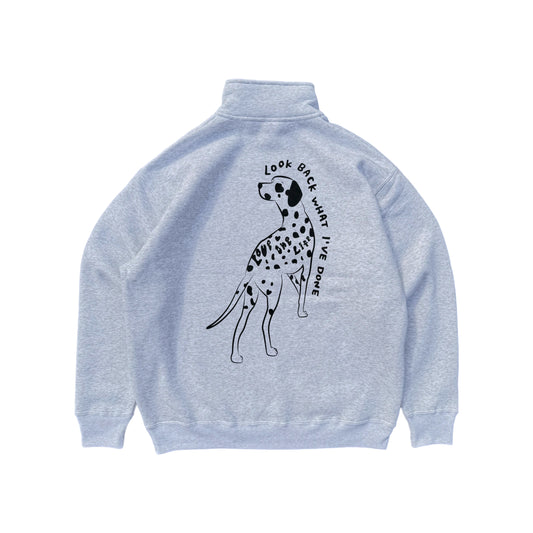 dog half zip-up sweater in gray