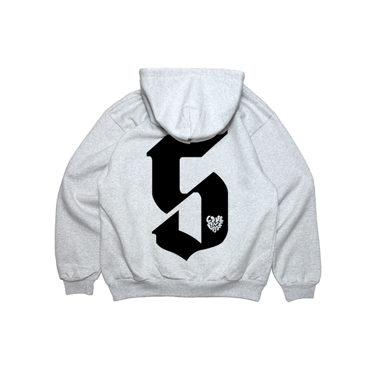 zip-up 5 year anniversary hoodie in gray