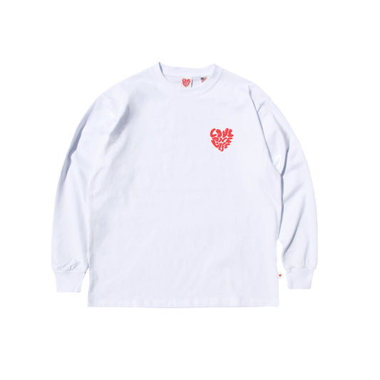 heart LS tee in white