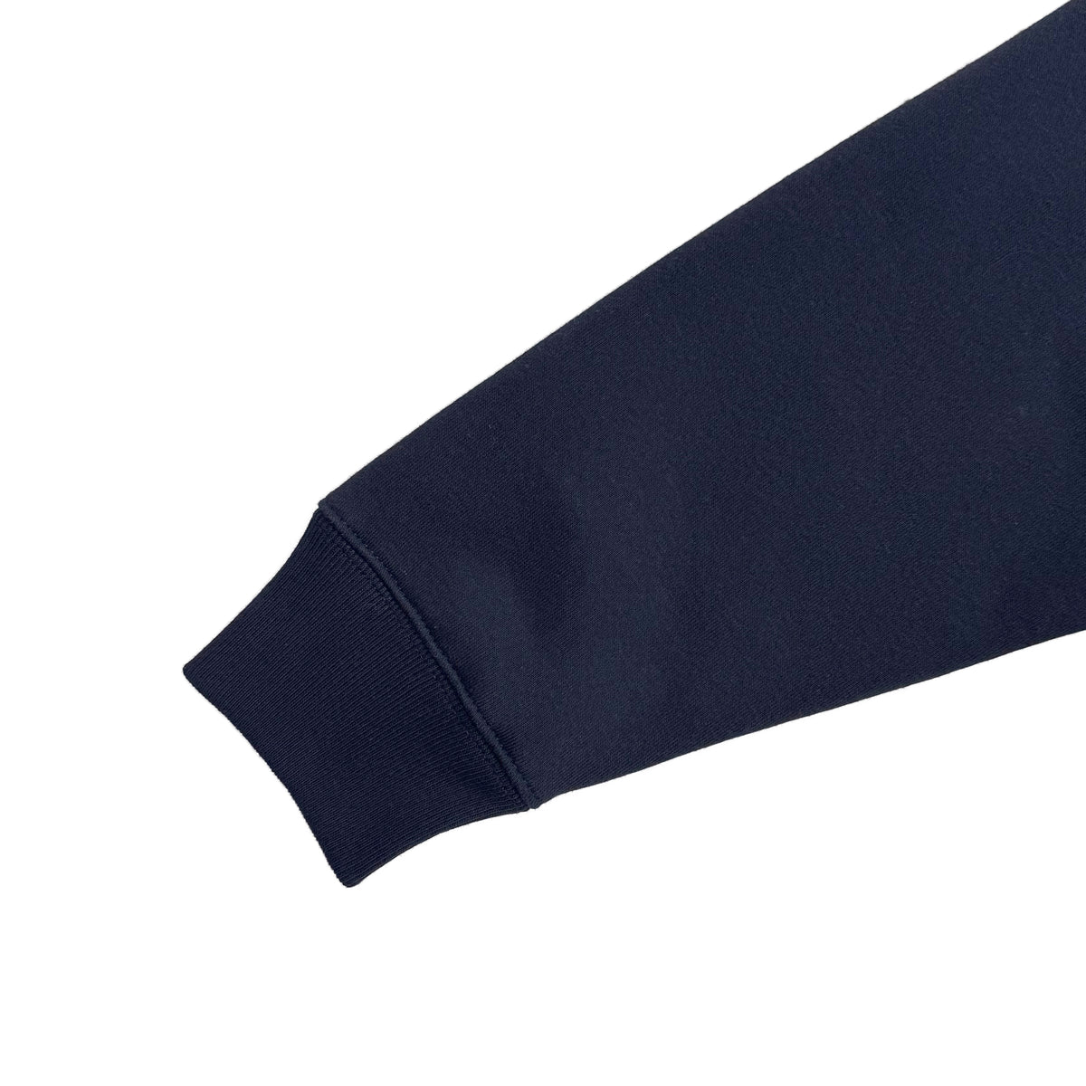 tagging back print zip-up hoodie in navy