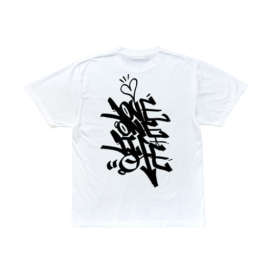 back print tagging tee in vintage white