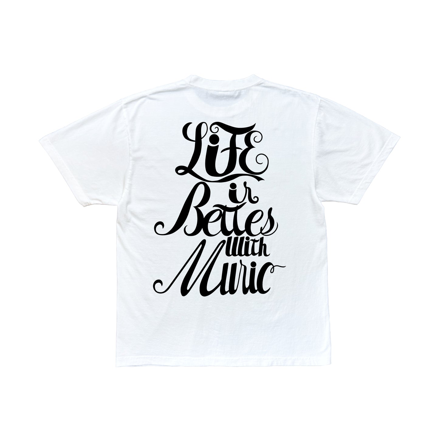 life is better with music tee in vintage white