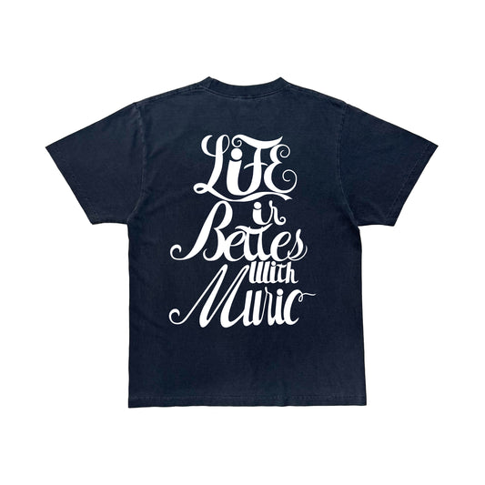 life is better with music tee in vintage black