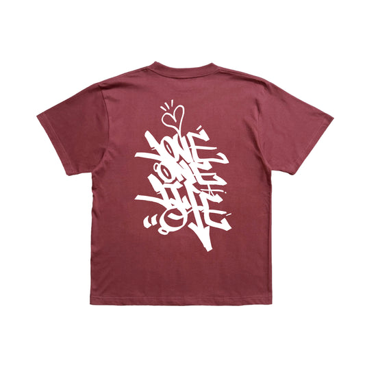 back print tagging tee in bordeaux