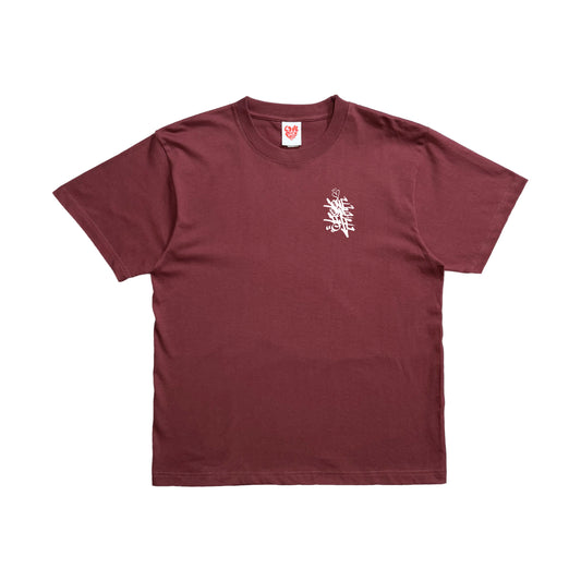 back print tagging tee in bordeaux