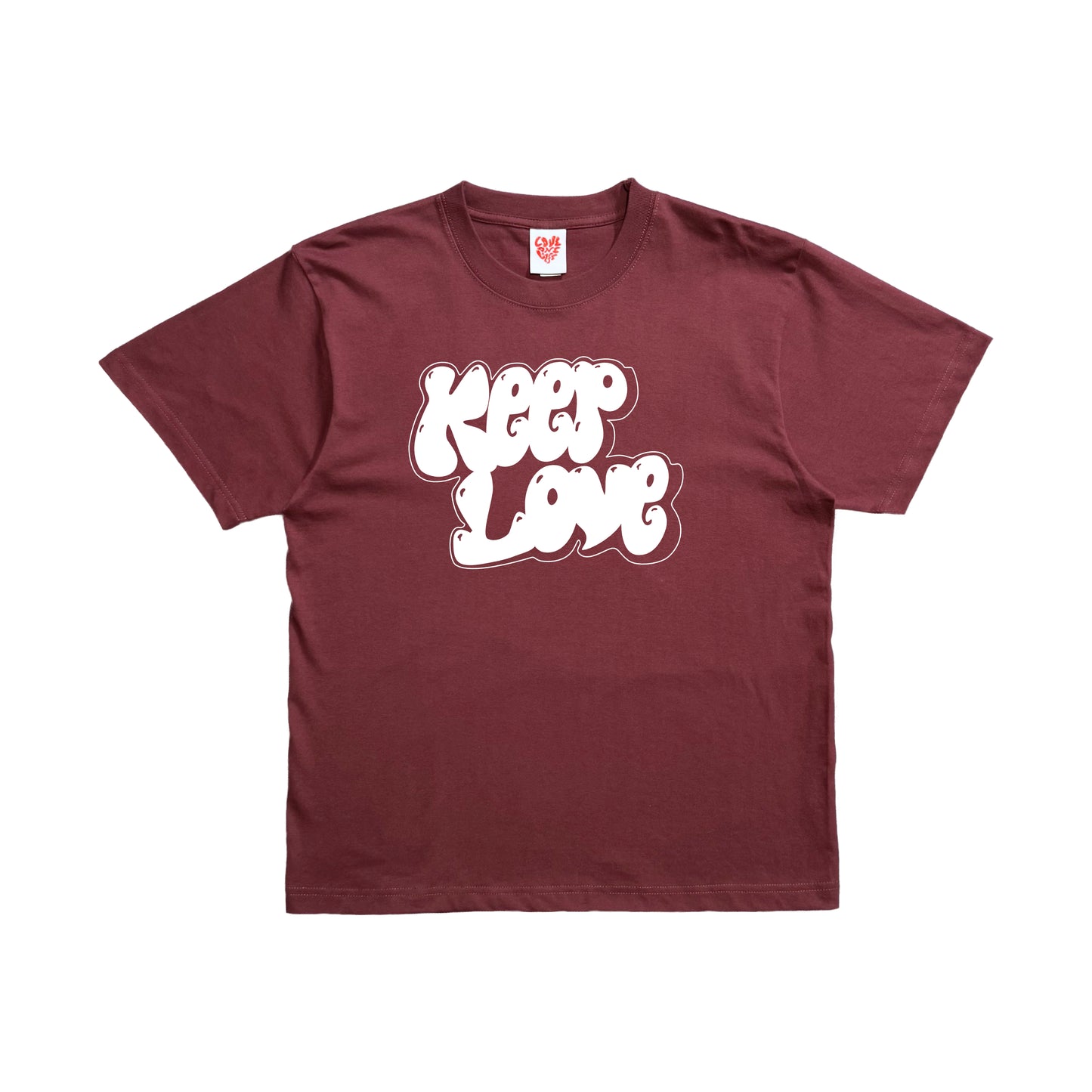 keep love tee in bordeaux