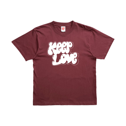 keep love tee in bordeaux