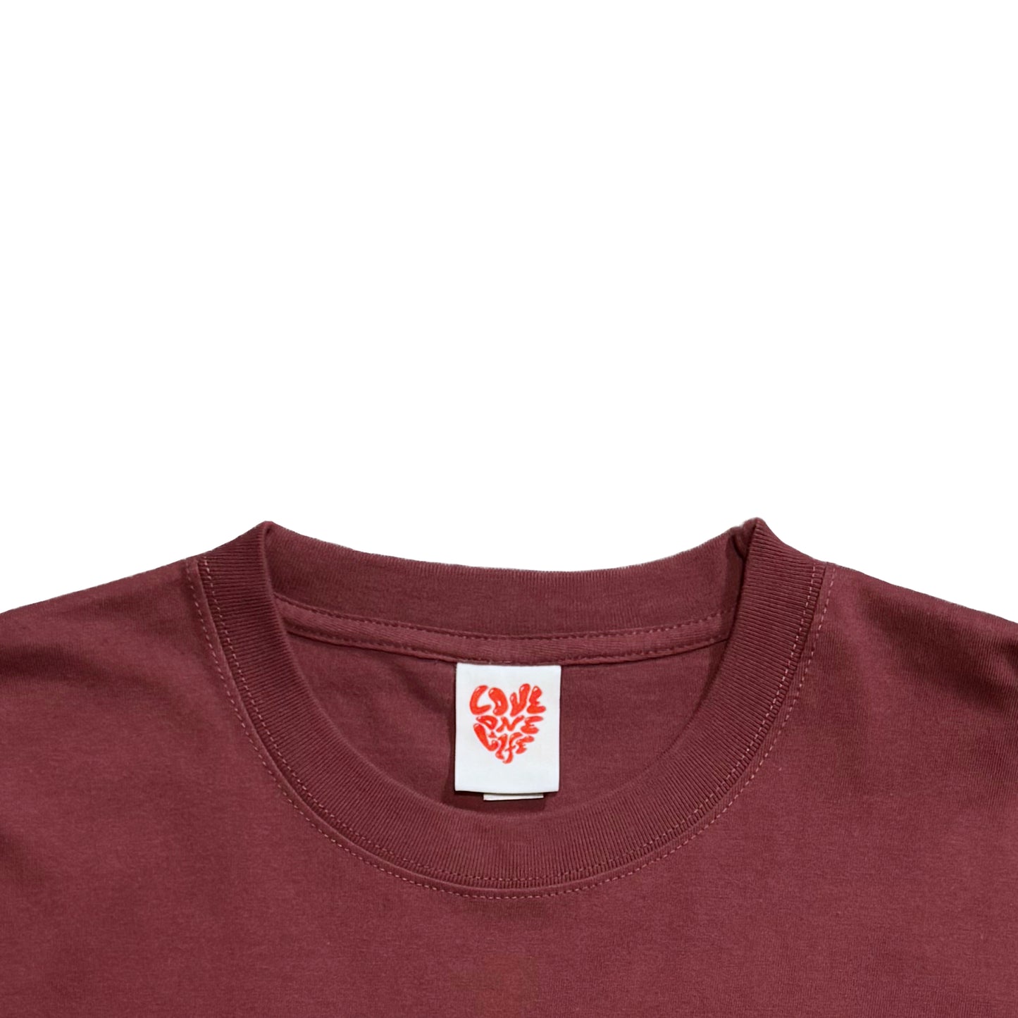 back print tagging tee in bordeaux