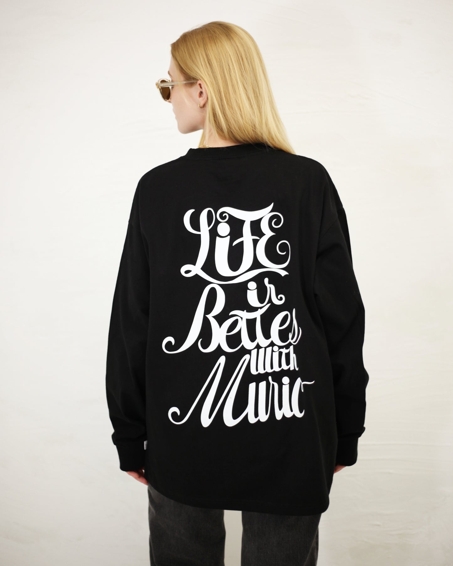 life is better with music LS tee in black