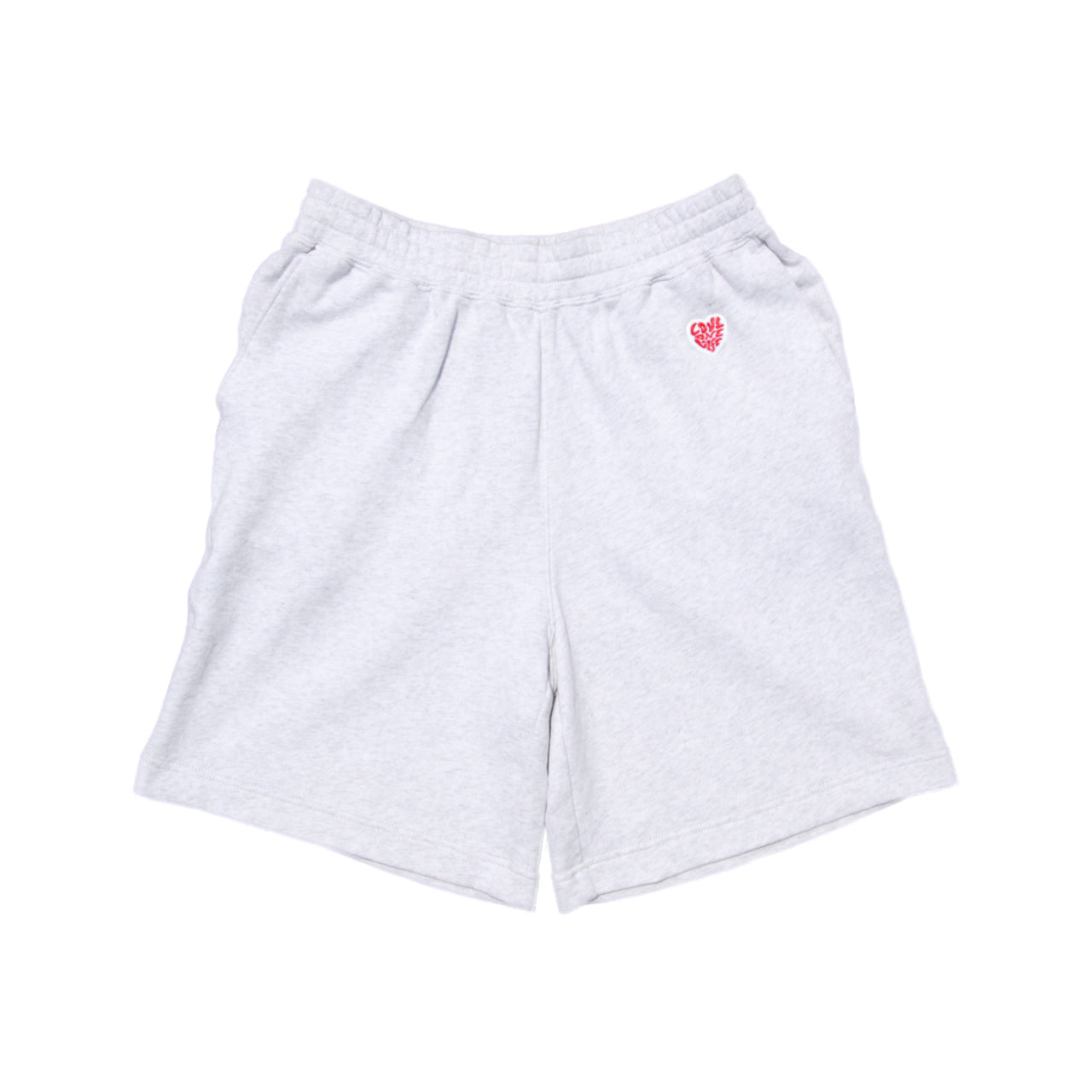 patch work half sweat pants in gray