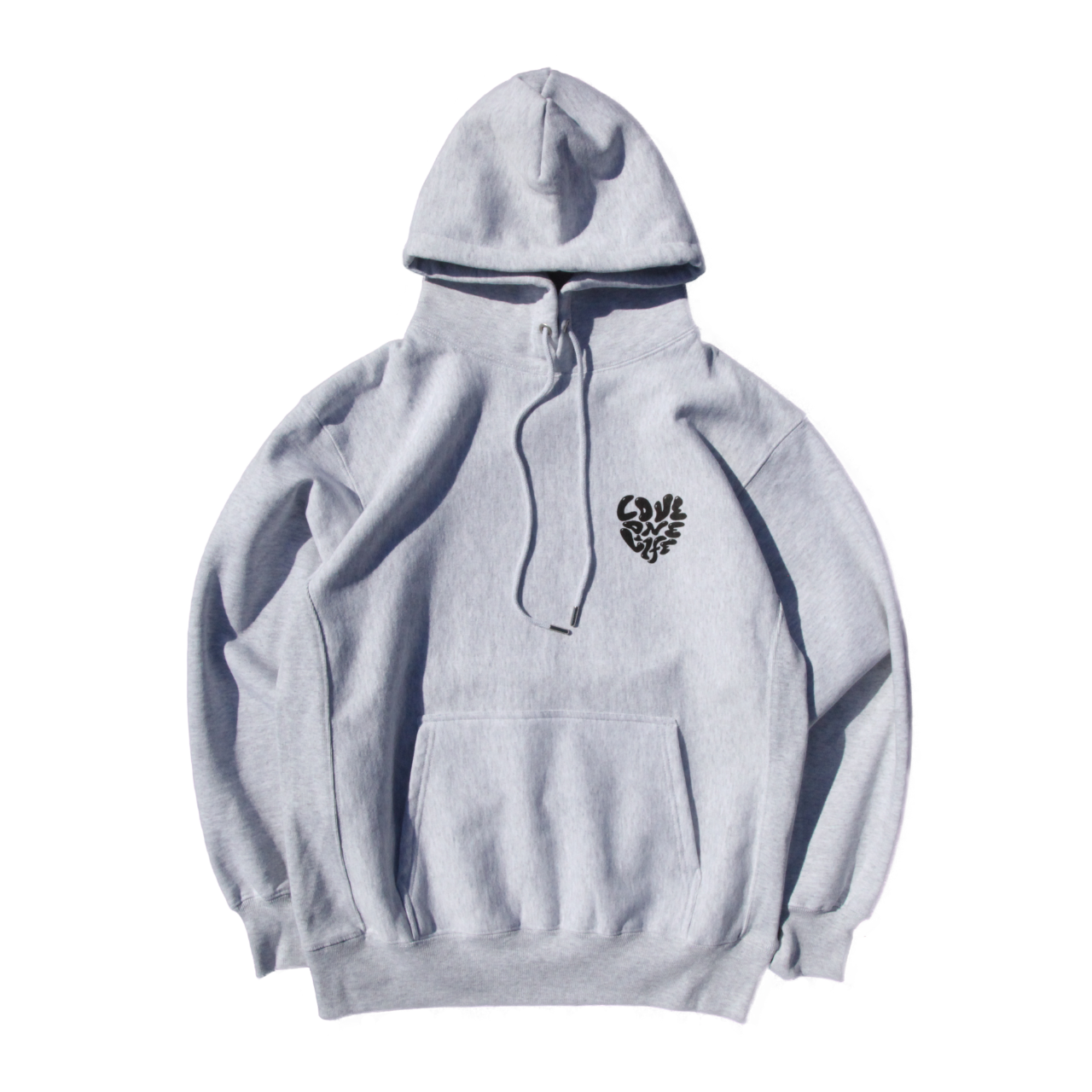 don't trash the earth reverse weave hoodie in gray