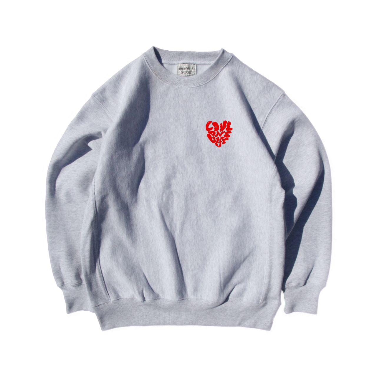 heart reverse weave sweater in gray